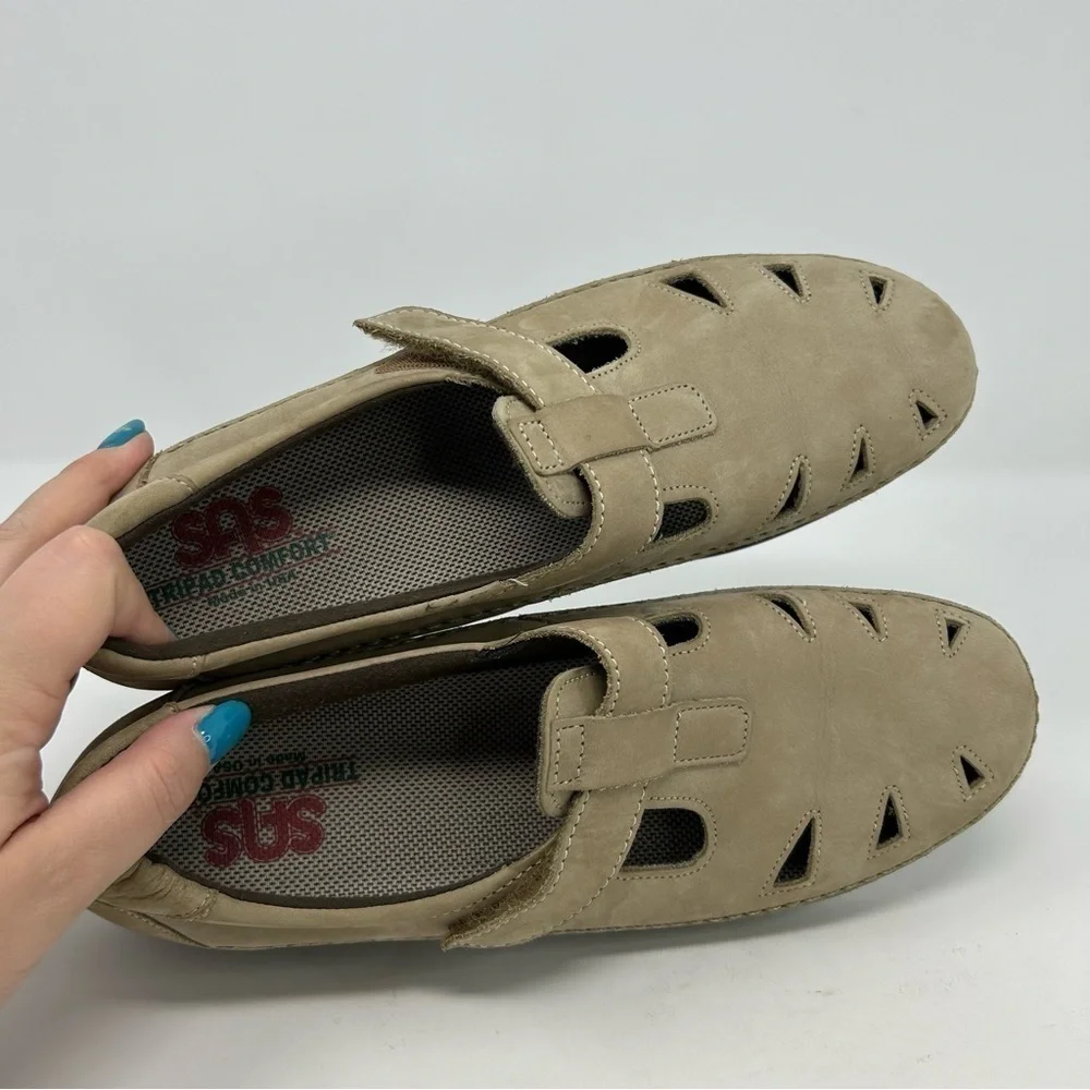 SAS Roamer Sage Beige Leather Walking Shoe Loafers Size 11 N Comfort Active